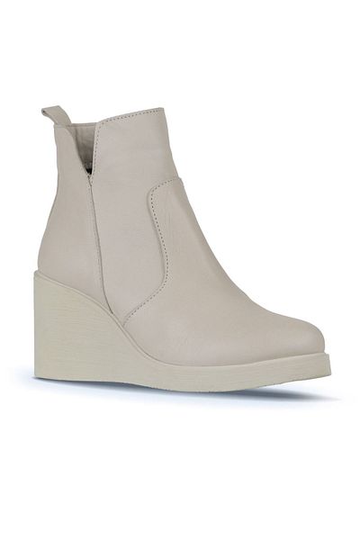 Bueno Shoes Γυναικείες μπότες μπεζ με τακούνι δερμάτινο - 01wz8301