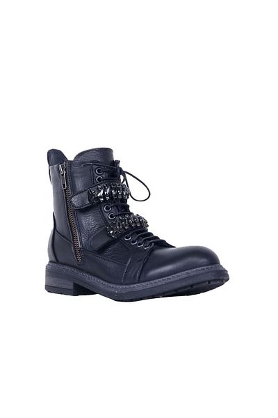 Bueno Shoes Μαύρες γυναικείες μπότες ματ δερμάτινες - Flat Model 01wm1700