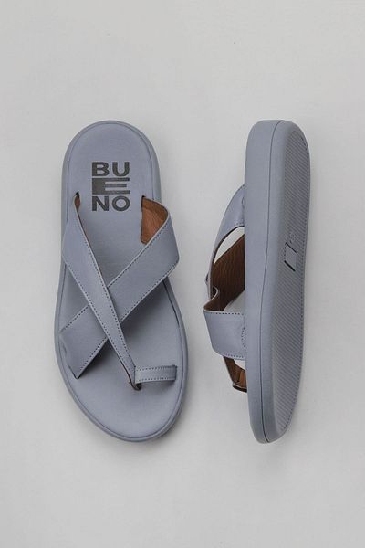 Bueno Shoes Flip-flops din piele albastră pentru femei - 01wy2308