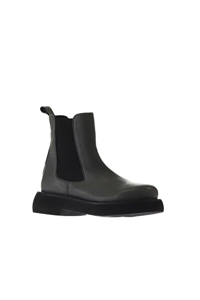 Bueno Shoes Gri Koyu Deri Kadın Düz Bot 01wt0508