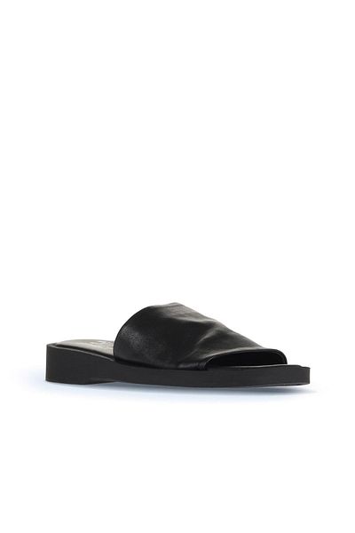 Bueno Shoes Papuci plati pentru femei din piele neagra 01wy2902