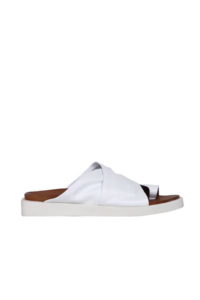 Bueno Shoes Flip-flops din piele albă pentru femei - 01ws2809