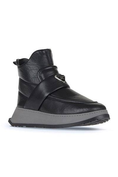 Bueno Shoes Γυναικείες μαύρες δερμάτινες μπότες με τακούνι - 01wa7403-502