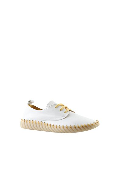 Bueno Shoes Ανδρικά Αθλητικά Παπούτσια Λευκό Κίτρινο Δερμάτινο - 01mq0200