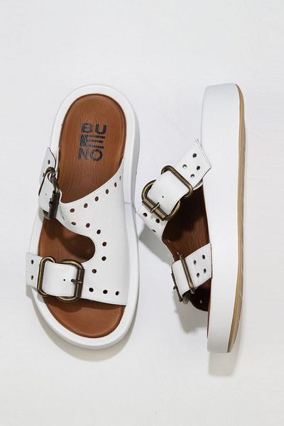Bueno Shoes Papuci de damă din piele albă cu toc pană - 01wu4603