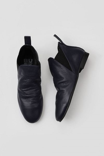 Bueno Shoes Δερμάτινες γυναικείες φλατ μπότες - Navy Blue Flotter 01wp5903