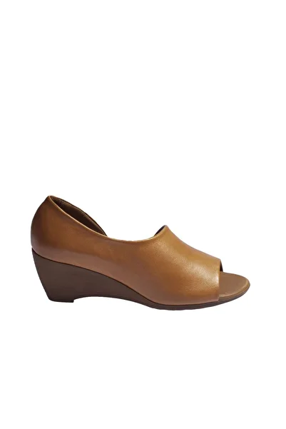 BUENO Shoes Taba Deri Kadın Dolgu Topuklu Sandalet 01wj2410