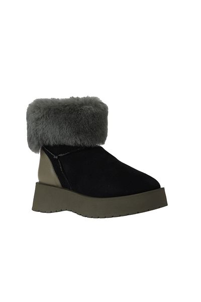 Bueno Shoes Χακί Μαύρες Γυναικείες Μπότες με τακούνι - Δερμάτινο-Suede 01wv1315