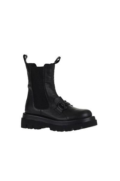 Bueno Shoes Γυναικείες μπότες με τακούνι μαύρο δερμάτινο - 01wv1003