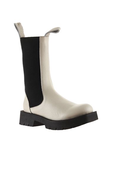 Bueno Shoes Μπεζ δερμάτινες γυναικείες μπότες με τακούνι - Flotter 01wt2508
