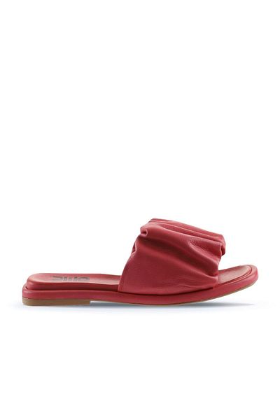 Bueno Shoes Φούξια Δερμάτινες Γυναικείες Παντόφλες - Flat Design 01wu4125