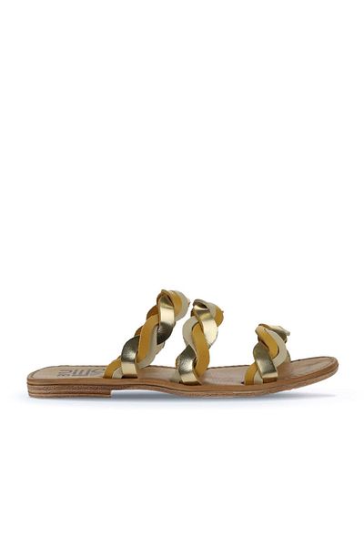 Bueno Shoes Papuci plati dama din piele galbena - 01wu3416