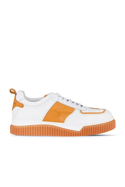 Bueno Shoes Pantofi sport de damă din piele alb portocaliu - 01wz10401