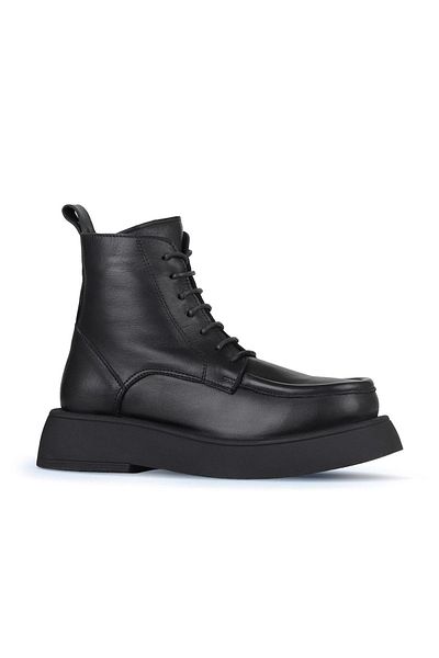 Bueno Shoes Γυναικείες μπότες με τακούνι μαύρο δερμάτινο - 01wz6405