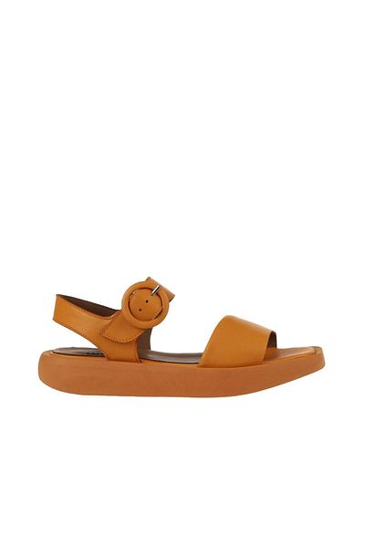 Bueno Shoes Sandale de damă din piele portocalie cu toc pană - 01wy1002