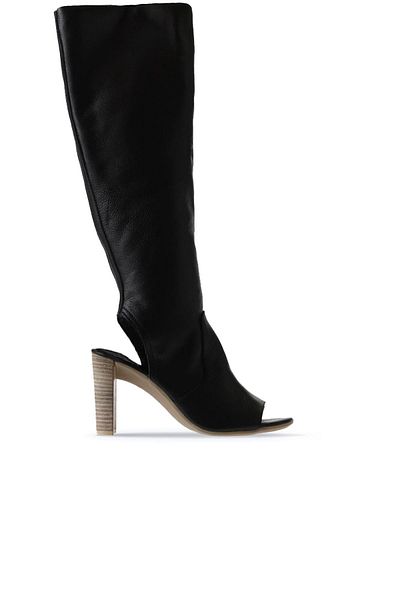 Bueno Shoes Черни кожени дамски боти на висок ток 01wq4212