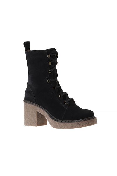 Bueno Shoes Γυναικείες μπότες σουέτ με τακούνι μαύρο 01wt2905