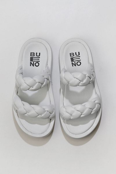 Bueno Shoes Papuci de damă din piele albă cu toc pană - 01wu4640