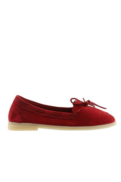 Bueno Shoes Red Suede Women's Flat Ballerinas 01Ws12600