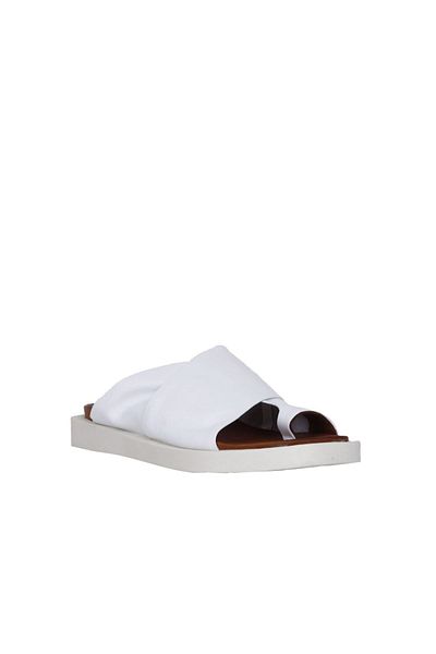 Bueno Shoes Flip-flops din piele albă pentru femei - 01ws2809
