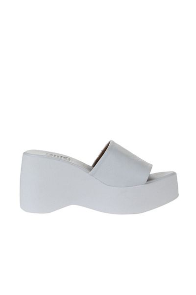 Bueno Shoes Papuci de damă din piele albă cu toc pană - 01wy9000