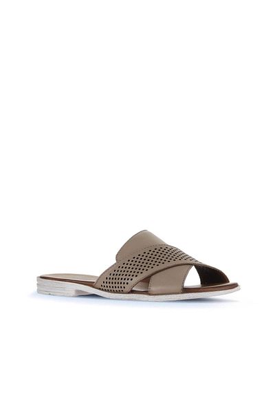 Bueno Shoes Papuci plati din piele argintie pentru femei - 01wa3005