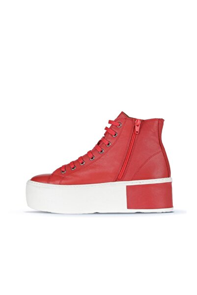Bueno Shoes Kırmızı Deri Kadın Spor Bot 01ws7003