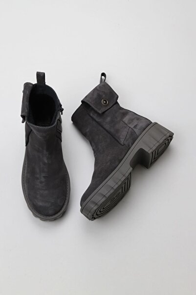 Bueno Shoes Gri Süet Kadın Topuklu Bot 01wv9004