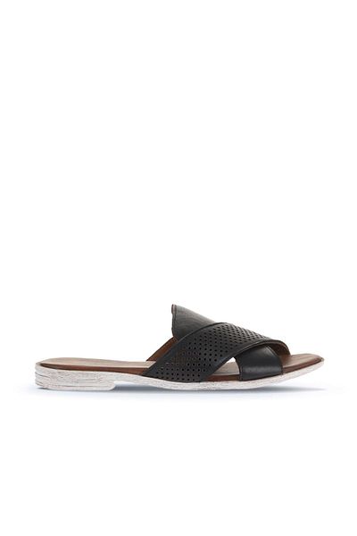 Bueno Shoes Papuci plati din piele neagra pentru femei - 01wa3005