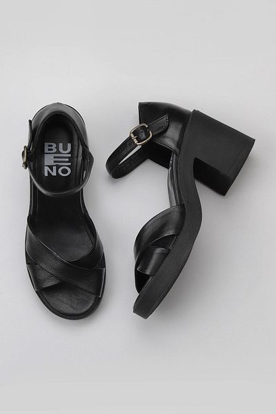 Bueno Shoes Sandale de damă din piele cu toc negru - 01wy12501