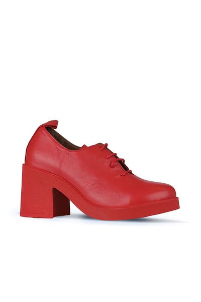 Bueno Shoes Pantofi cu toc pentru femei din piele roșie - 01wz7101