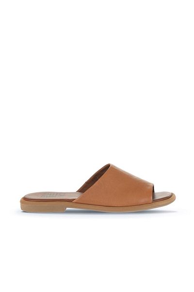 Bueno Shoes Дамски плоски кожени чехли, тъмнокафяви - 01wa3602