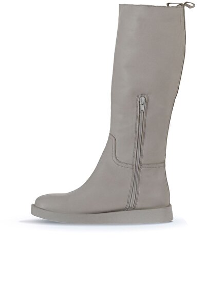 Bueno Shoes Bej Deri Kadın Düz Çizme 01wv9705