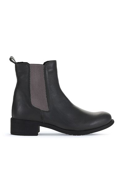 Bueno Shoes Γυναικείες γκρι σκούρες δερμάτινες μπότες με τακούνι - 01wz7404