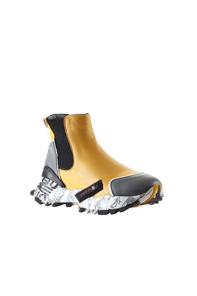 Bueno Shoes Δερμάτινα Γυναικεία Αθλητικά Μποτάκια Γκρι Λευκό-Κίτρινο 01wr2110