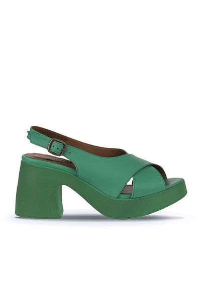 Bueno Shoes Pantofi cu toc pentru femei din piele verde închisă - 01wy12202