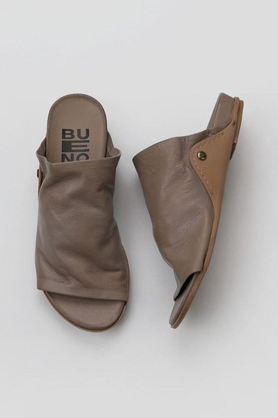 Bueno Shoes Papuci de damă din piele gri - Design plat 01wu7602