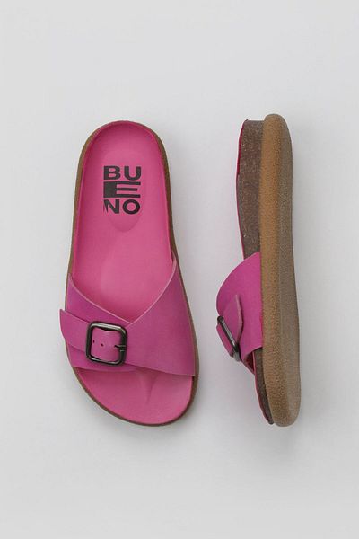 Bueno Shoes Papuci de damă din nubuc fucsia - Design simplu 01ws11003