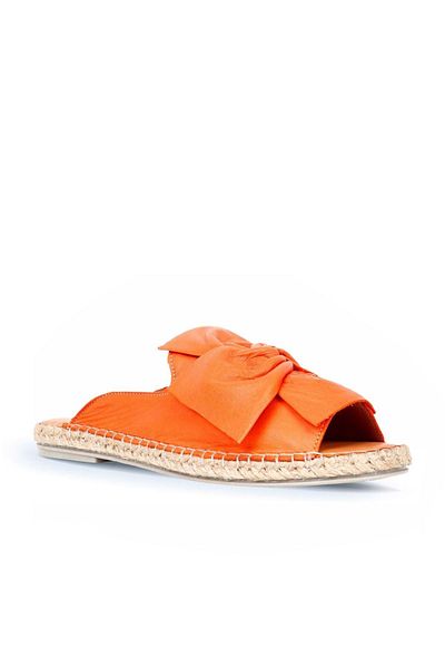 Bueno Shoes 01wn1632 Papuci de damă din piele portocalie model espadrille