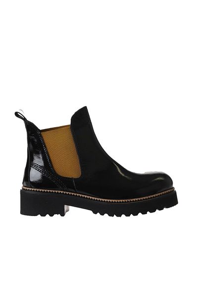 Bueno Shoes Cizme plate de damă din piele lacuită neagră 01wt0801