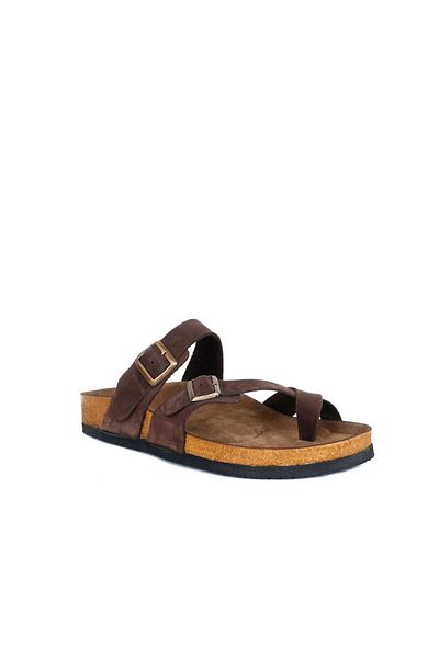 Bueno Shoes Мъжки кожени джапанки от набук - кафяви 05mt102