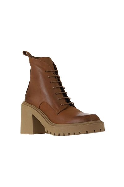 Bueno Shoes Pantofi cu toc de damă din piele maronie - 01wv5401