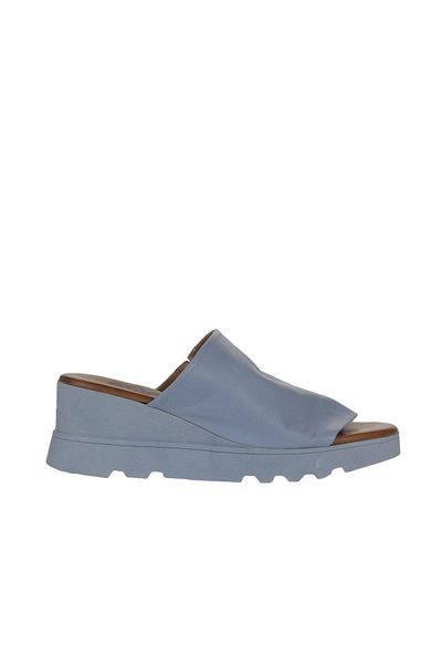 Bueno Shoes Papuci de damă din piele albastră cu toc pană - 01wy8605