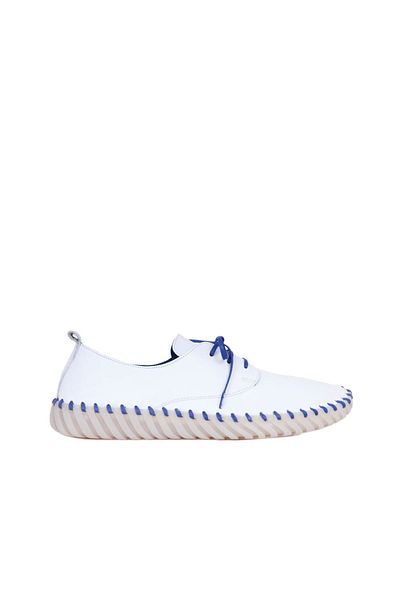 Bueno Shoes Pantofi sport pentru bărbați, piele albă albastră - 01mq0200
