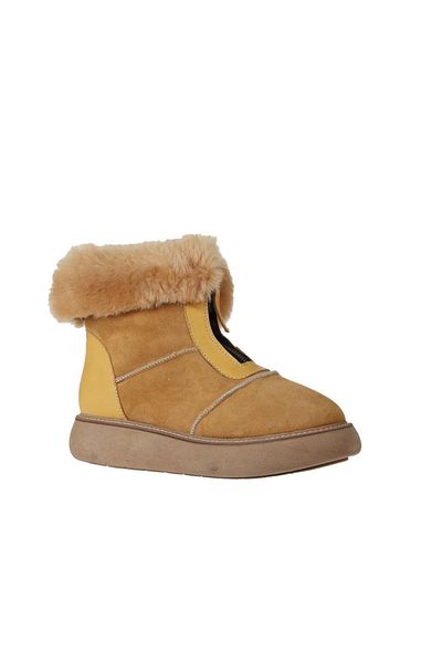Bueno Shoes Δερμάτινα-Σουέντ Γυναικείες Μπότες με τακούνι - Κίτρινο 01wv6807
