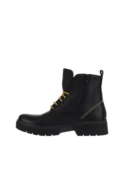 Bueno Shoes Siyah Sarı Flotter Deri Kadın Düz Bot 01wr4905
