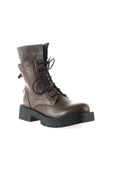 Bueno Shoes Γυναικείες δερμάτινες μπότες με τακούνι Mink - 01wt2503