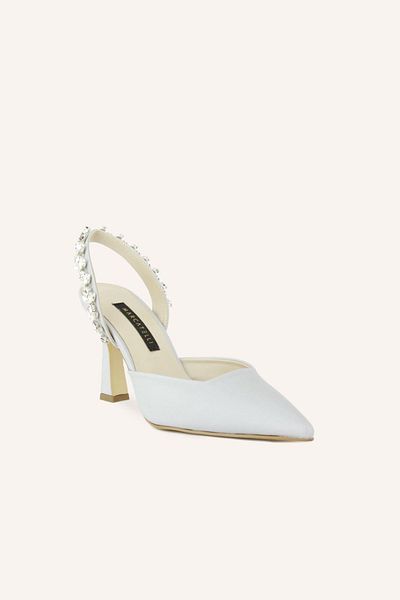 MARCATELLI Pantofi cu toc gros Nova din satin argintiu