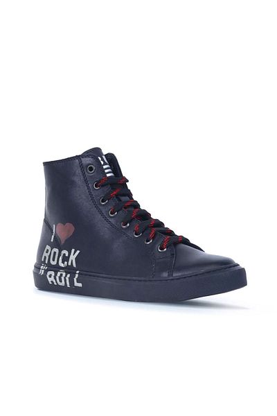 Bueno Shoes Γυναικείες μαύρες αθλητικές μπότες με στάμπα - B76c01 01wr1806