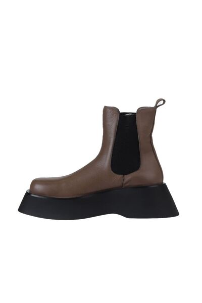 Bueno Shoes Gri Deri Kadın Dolgu Topuklu Bot 01wv5100